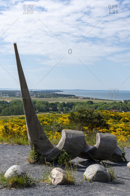 June 7, 2020: Germany, mecklenburg-west pomerania, hiddensee, view over the island on which the yellow gorse blooms once a year.