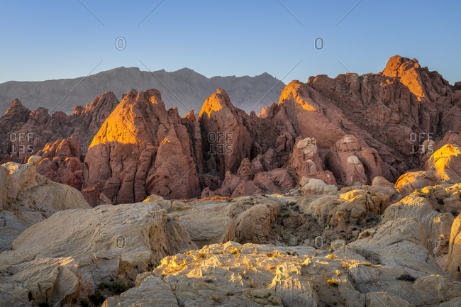 Fire Canyon and Silica Dome rock formations at sunrise