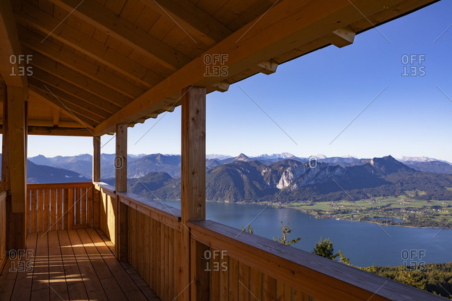 Scenic view of mountains and Mondsee lake seen from observation point- Salzkammergut- Austria