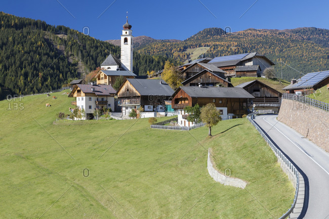 The village of Corte - Curt in the valley of Marebbe - Enneberg, Bolzano, Alto Adige, Sudtirol, Italy