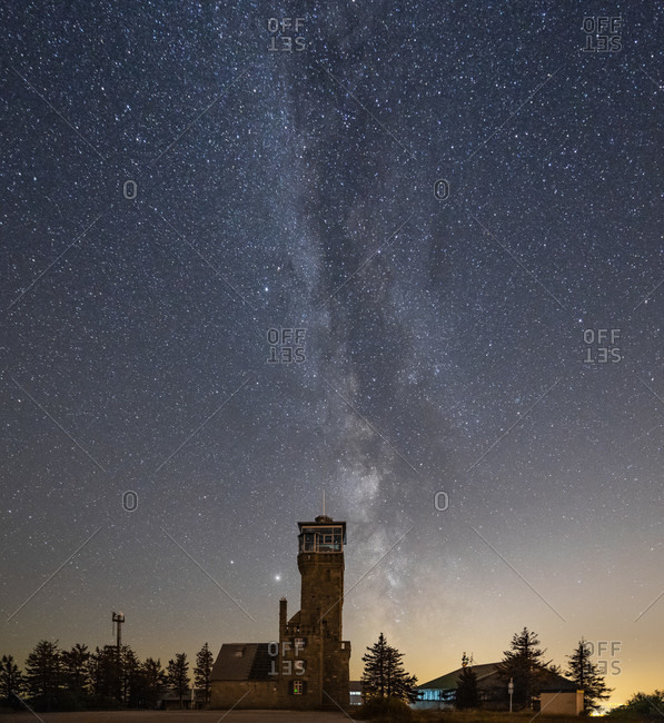 Germany, Baden-Wuerttemberg, Black Forest, Hornisgrinde, the Milky Way over the Hornisgrindeturm.