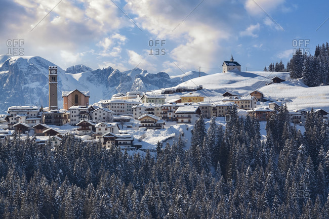 Winter view of the village and municipality of Danta di Cadore, Cadore, Belluno, Veneto, Italy