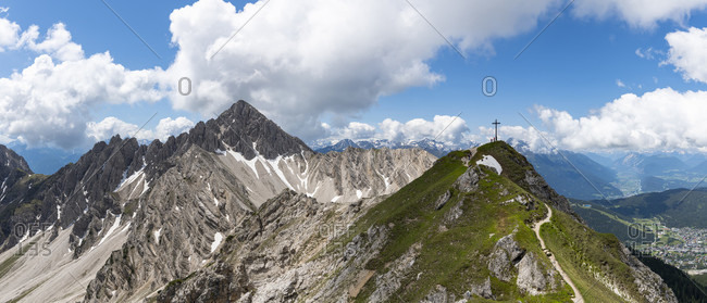 Hike to the Seefelder Spitze with a view of the Reither Spitze, Karwendel, Austria