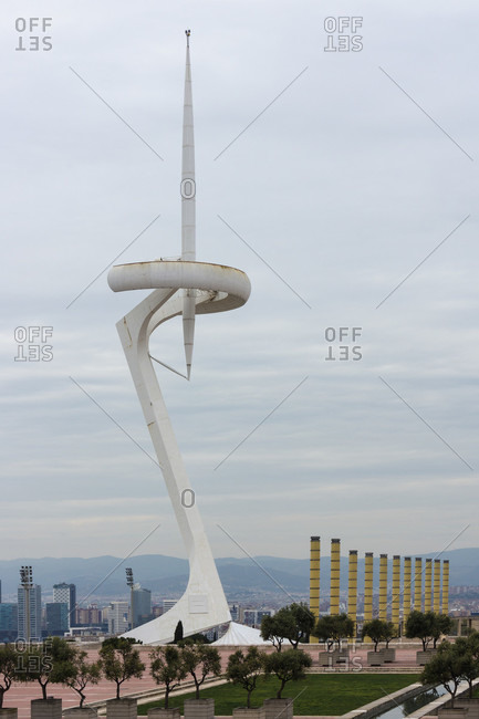 April 2, 2016: Barcelona, Olympic site, Torre de comunicacions de Montjuic