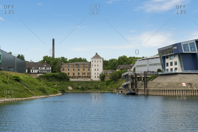June 11, 2020: Duisburg, Vinckekanal, shipyard port