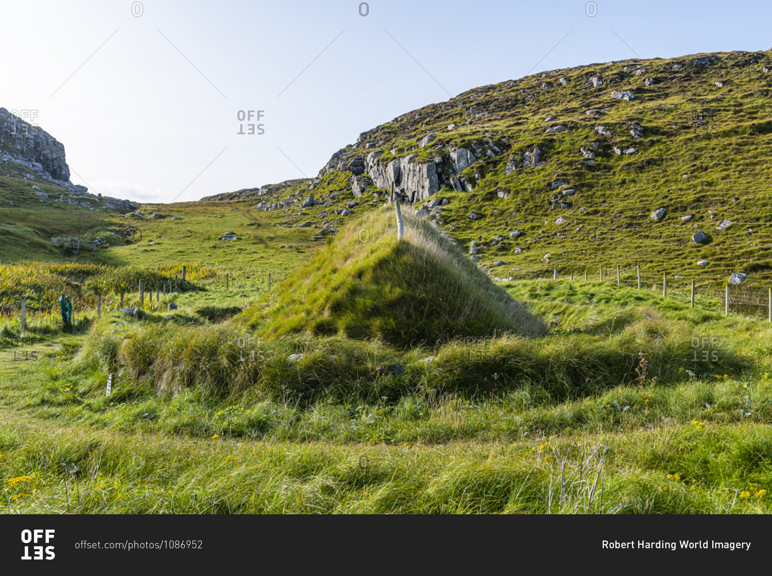 Iron Age house on Bosta beach, Isle of Lewis, Outer Hebrides, Scotland, United Kingdom, Europe