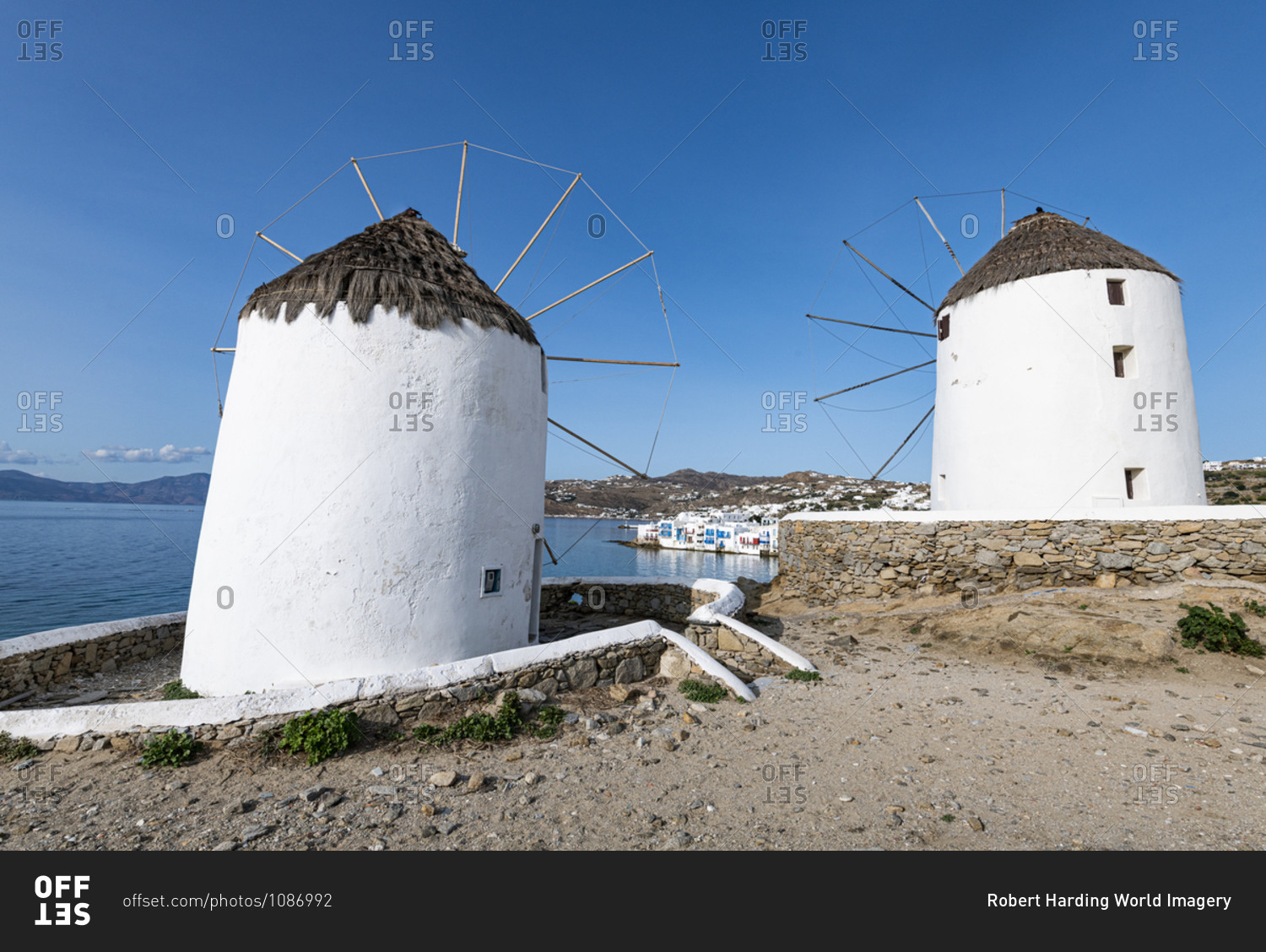 Windmills (Kato Milli), Horta, Mykonos, Cyclades, Greek Islands, Greece, Europe