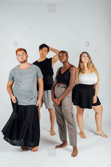 Studio portrait of diverse young adults