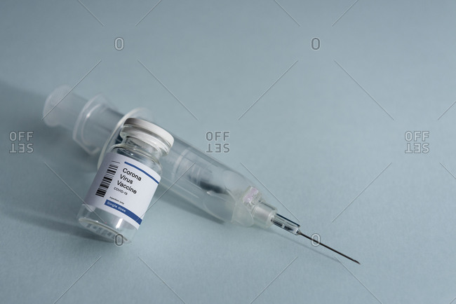 Syringe and vial with Coronavirus Covid-19 vaccine