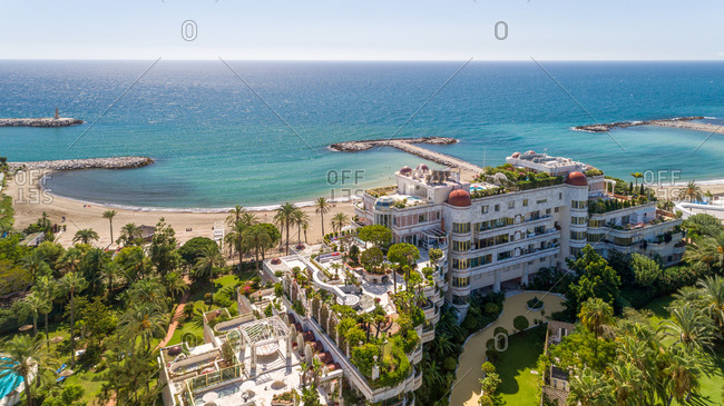 October 4, 2018: Aerial view of Hotel Gray d'Albion, Marbella, Spain