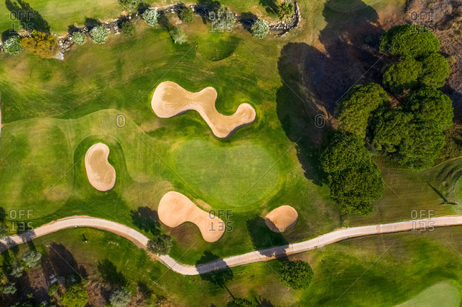 August 6, 2020: Aerial view of Cabopino golf course, Elviria, Marbella, Malaga, Spain