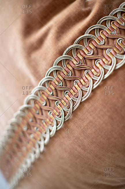 Interlocking woven pillow detail close up