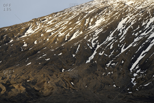 Detail shot of snow on snaefellsjokull mountain, snaefellsnes peninsula, iceland