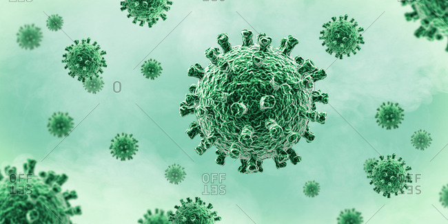 Coronavirus - microbiology and virology concept - 3d illustration stock  photo - OFFSET