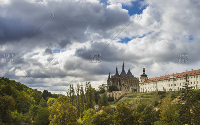 Saint barbara's cathedral on cloudy day, unesco, kutna hora, kutna hora district, central bohemian region, Czech republic