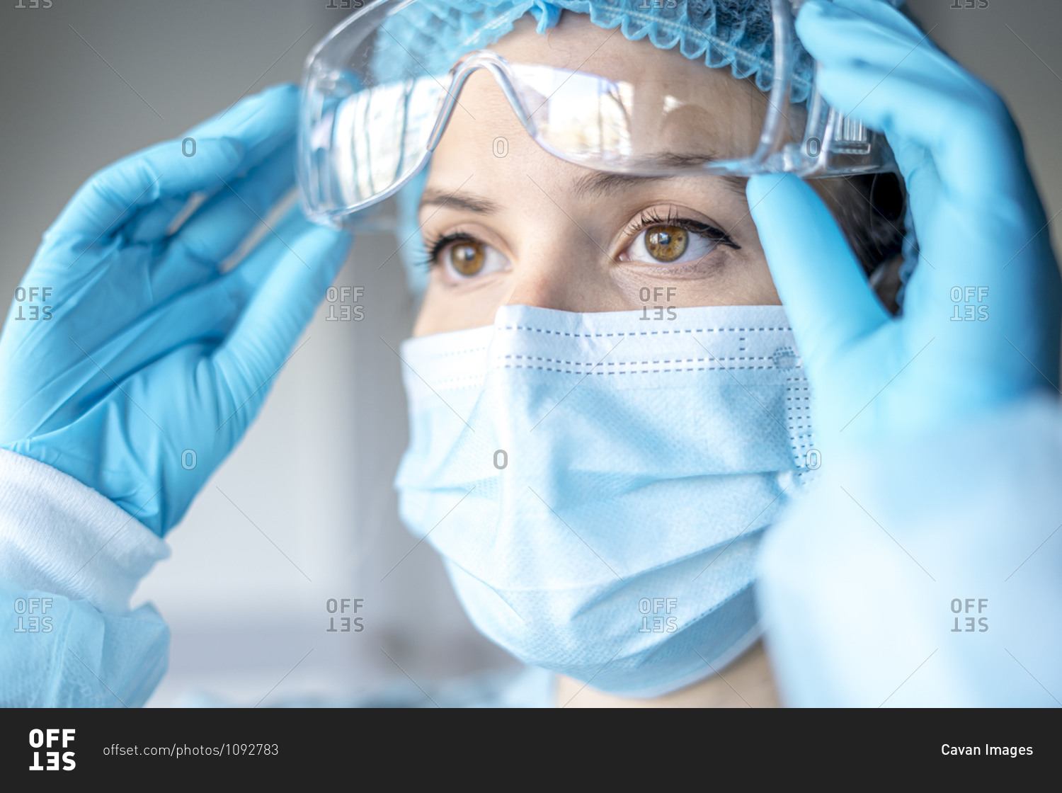 Medical surgical doctor and health care, portrait of surgeon doctor in ppe equipment on isolated background. medicine female doctors wearing face mask and cap for patients surgery work. medic