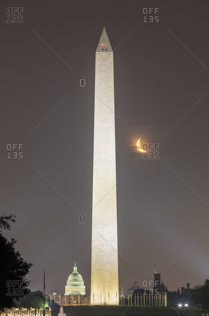 June 9, 2018:  - June 9, 2018: USA- Washington DC- Illuminated Washington Monument at night