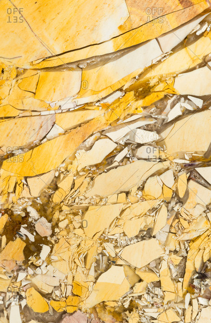 Macro photograph of a slab of polished Mookaite jasper from the Mooka Creek area of Western Australia.