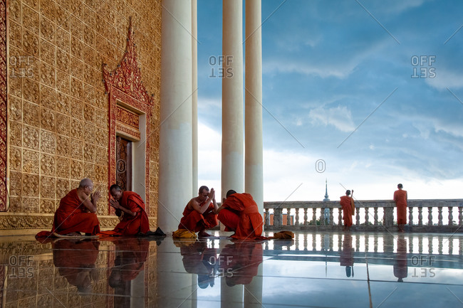 Monks, Vipassana Centre, Udong, Cambodia - 15 July 2012: Monks Share Their Weekly Confessions.