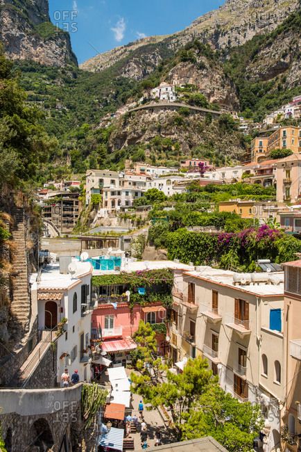 Panoramic View Of Positano, Ancient Village On Amalfi Coast, Italy.