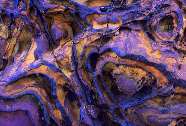 Strange texture with alien patterns on a cliff in Asturias