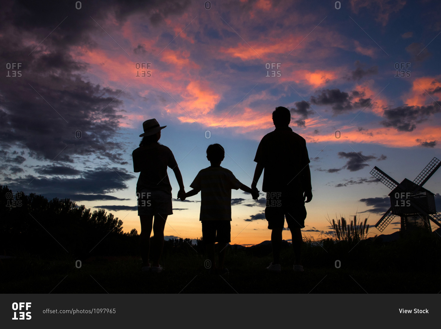 children silhouette sunset