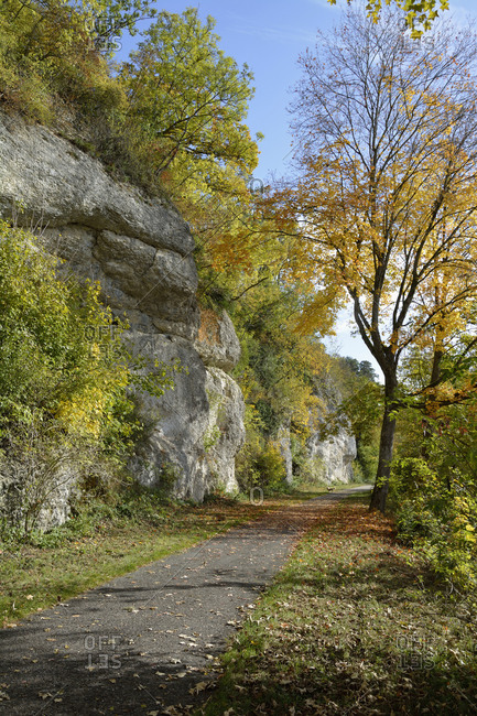 Empty footpath in Danube Valley during autumn