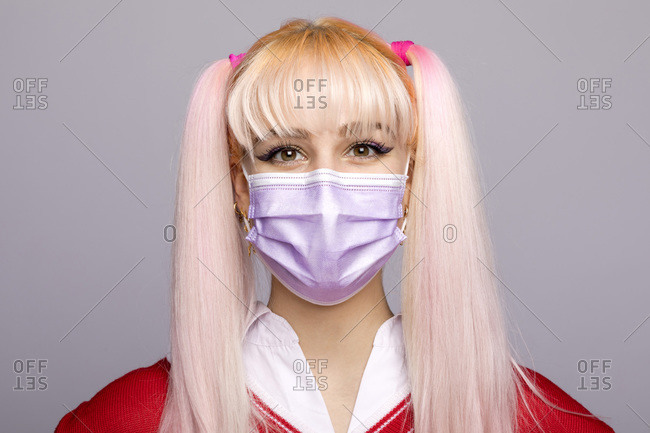 Anime Girl W Face Mask Hoodie or Sweatshirt -Image by Shutterstock