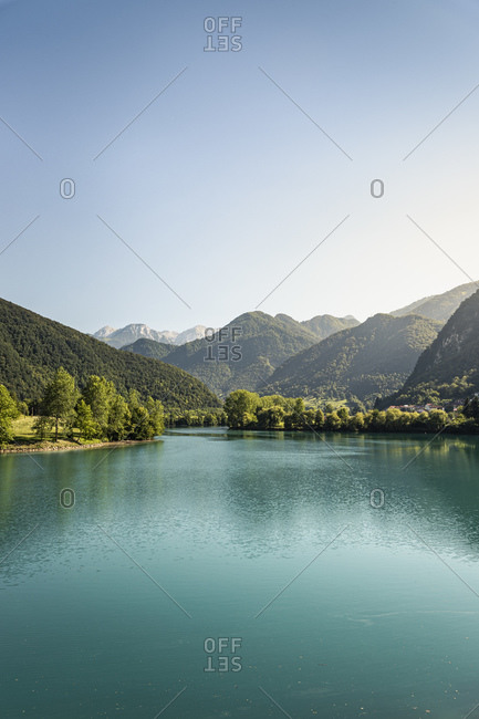 Turquoise river in mountain landscape
