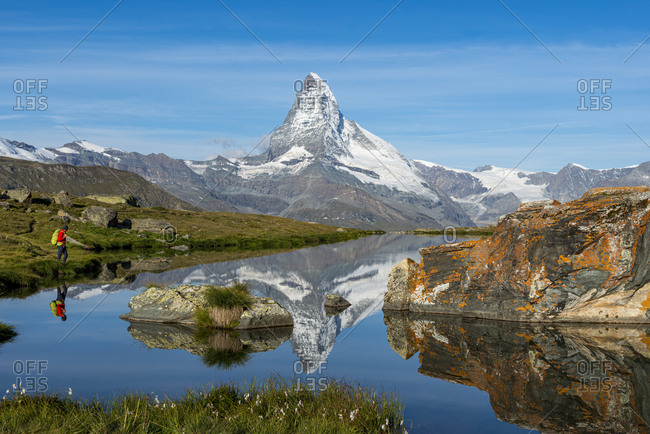The Matterhorn from Stellisee lake in the Swiss Alps