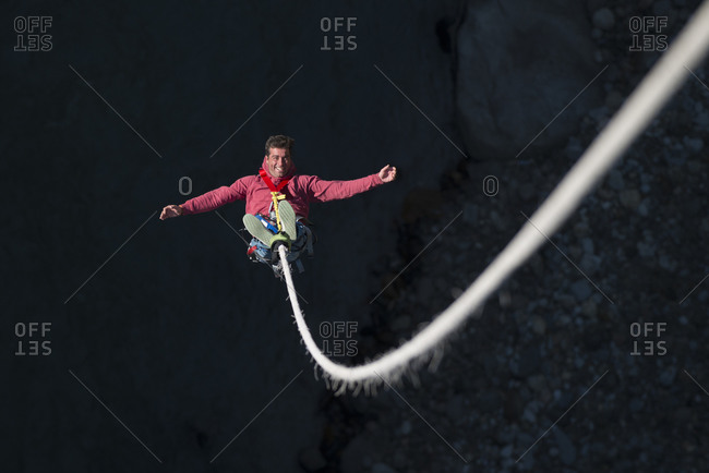 Bouncing back on a bungee cord at The Last Resort in Nepal