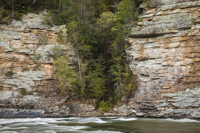 Rocky hillside at the Gauley River National Recreation Area, Fayetteville, West Virginia