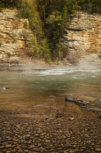 Misty waters at the rocky gorge at Gauley River National Recreation Area, Fayetteville, West Virginia