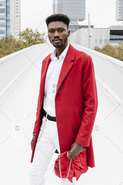 Red clearance coat man