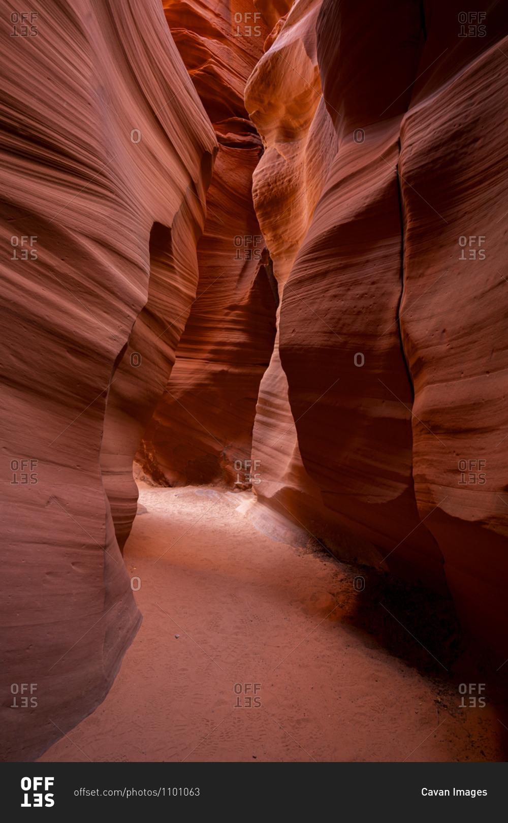 Path leading through slot canyon walls, Antelope Canyon X, Page, Arizona, USA