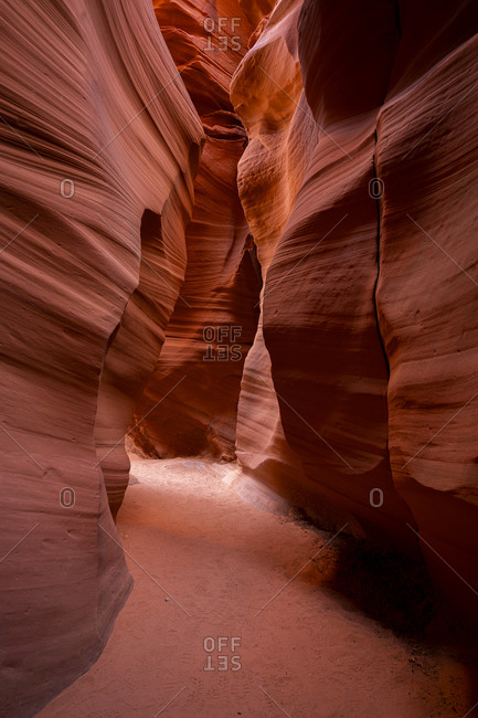 Path leading through slot canyon walls, Antelope Canyon X, Page, Arizona, USA