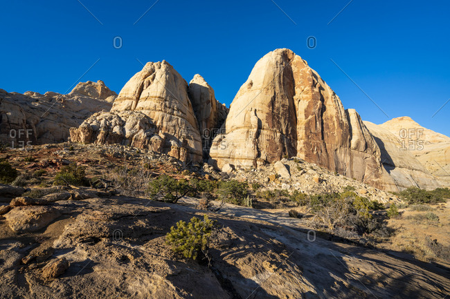 Rock formation near Pectols Pyramid against clear sky, Capitol Reef National Park, Utah, USA