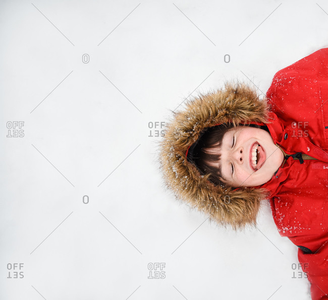 red parka with fur hood