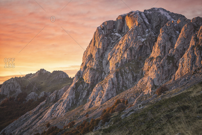 sunrise light on the mountains rock