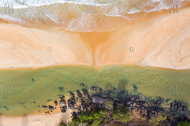 Aerial view of the beautiful Bureh beach in Western Area, Sierra Leone.