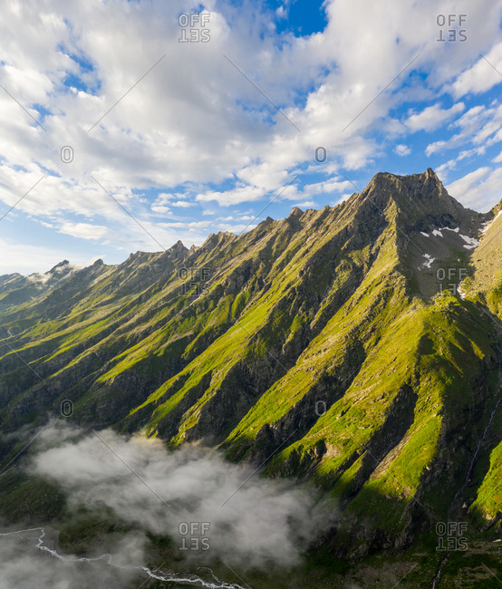 Aerial view of  Tiroler Alps near the Greizer, Tyrol, Austria.