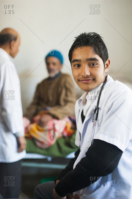 Tamghas hospital, Gulmi District, Nepal - January 7, 2010: A trainee nurse in a rural hospital in Nepal
