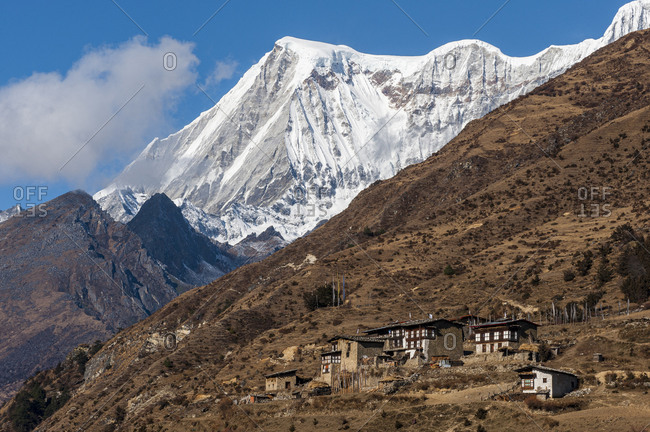 The beautiful village of Laya in the Himalayas in Bhutan