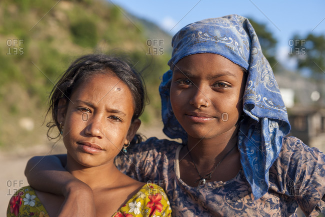 Two girls from a rural village in western Nepal