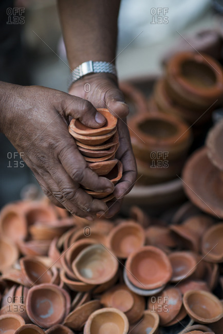 Little clay dishes for sale in Ason, which is the old part of Kathmandu