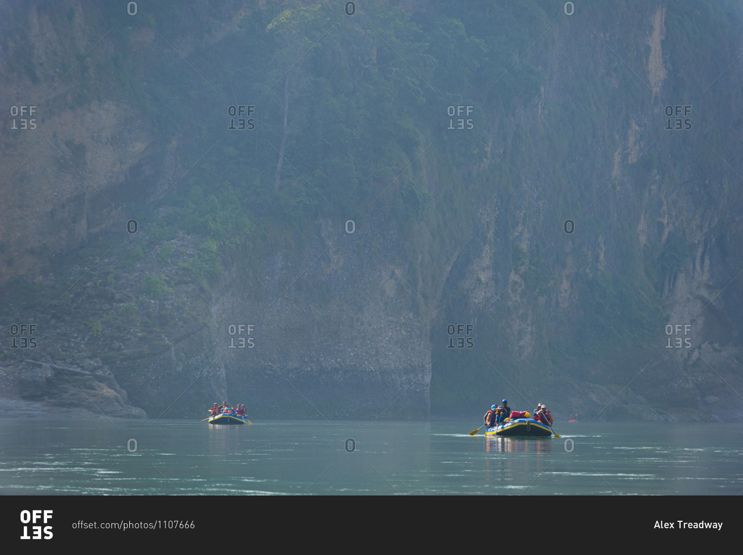 Rafts drift down the Karnali river in far west Nepal