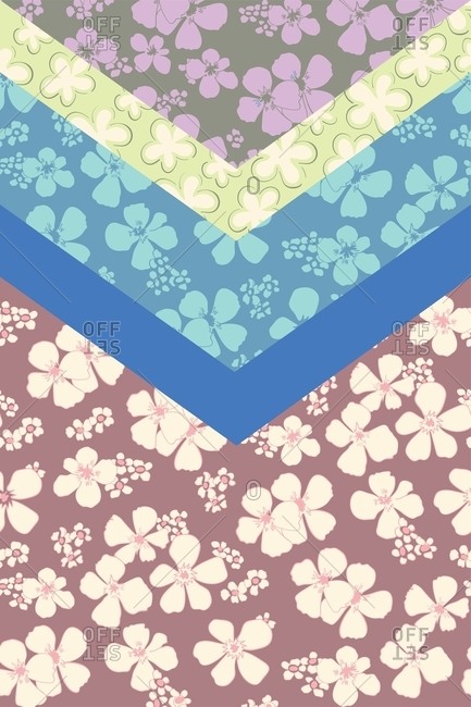 Ditsy floral chevron design with layers of patterns
