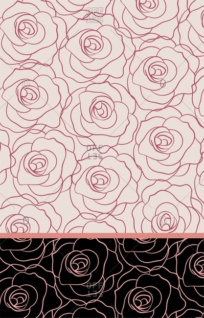 Rose motifs with a contrast black background border