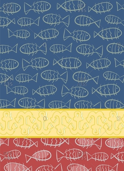 Fish and anchor motifs with a contrasting border
