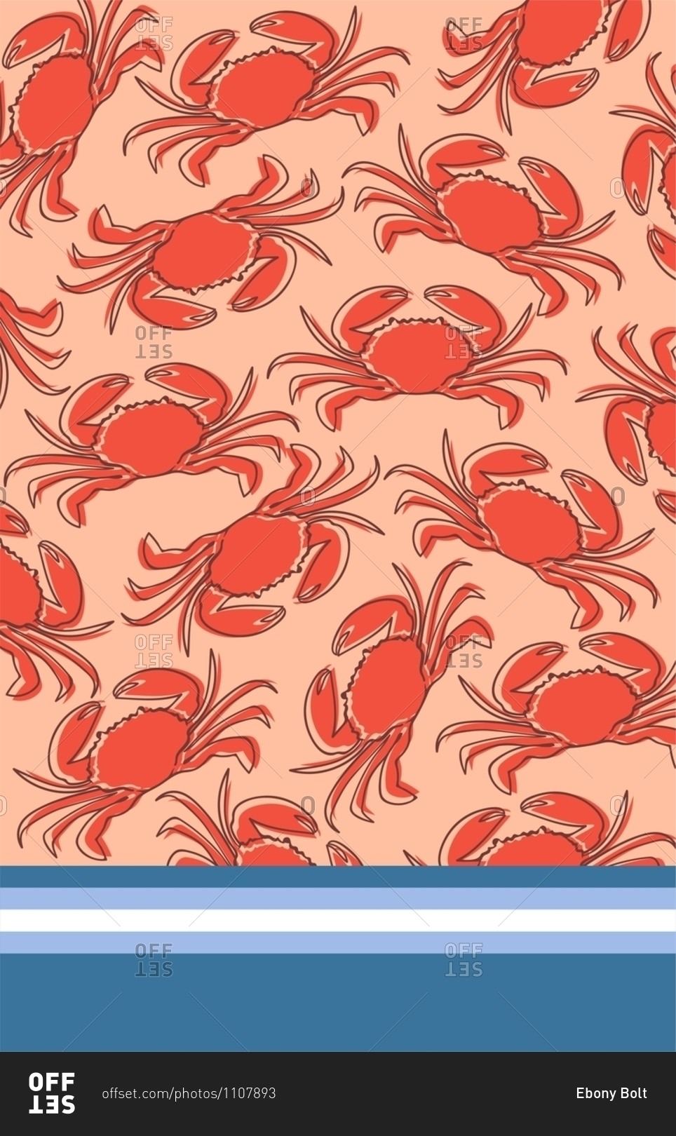 Crab motifs in a tossed layout with a contrasting border\
stock photo - OFFSET